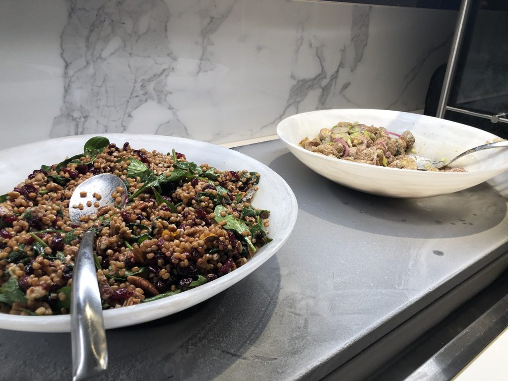 Farro Salad and Potato Dish United Polaris Lounge